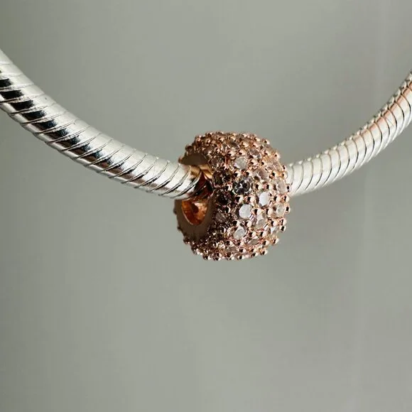 NEW Authentic Pandora Rose Charm Sparkling Pave Triple-ROW 782820C01 - Picture 8 of 10